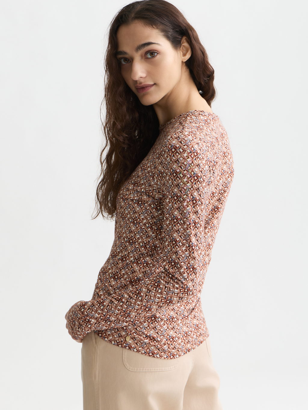 Printed long sleeve top