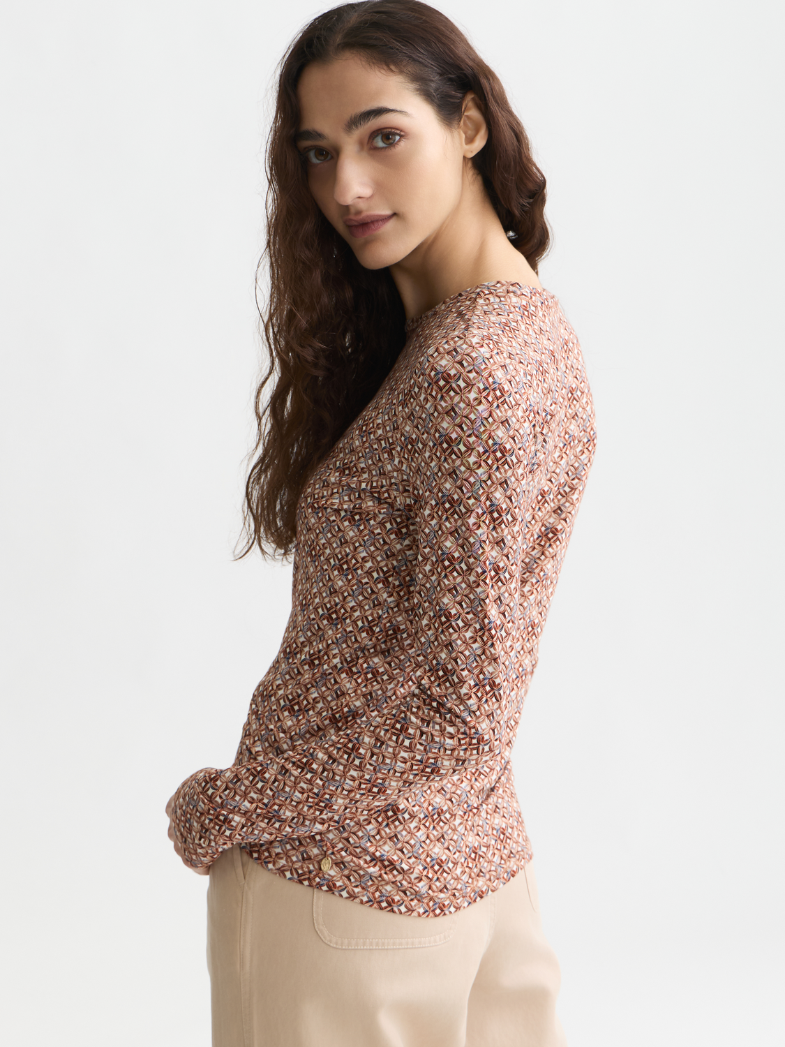 Printed long sleeve top
