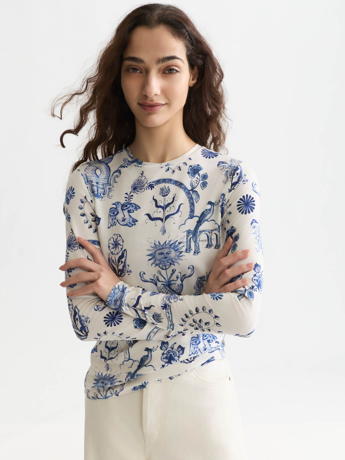 Scotch & Soda x Royal Delft Printed Long Sleeve T-Shirt