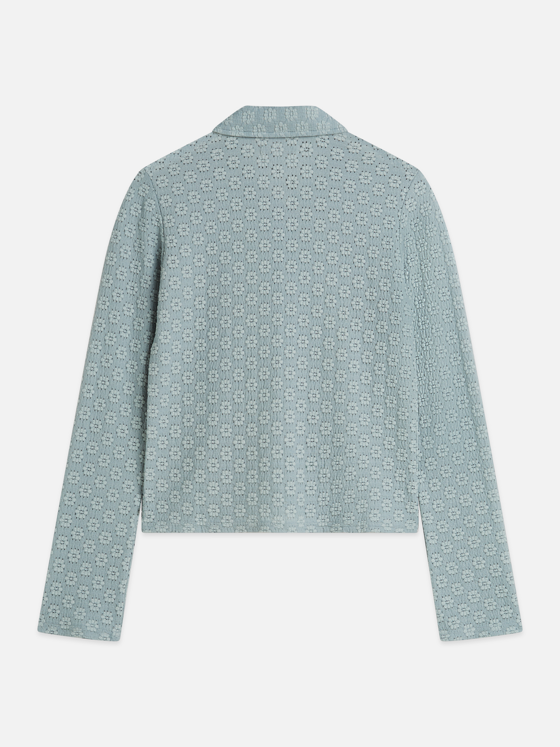 Open structure zip-up long sleeve top