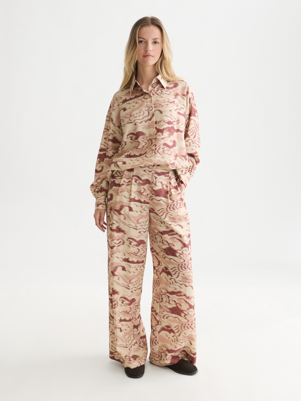 Printed Lyocell Oversized Shirt