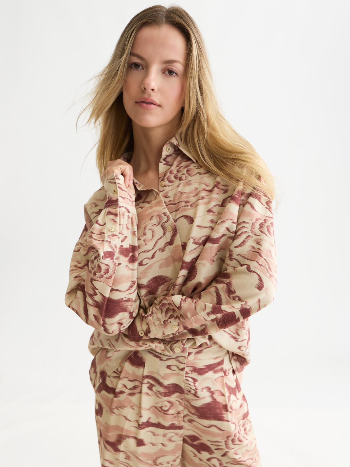 Printed Lyocell Oversized Shirt