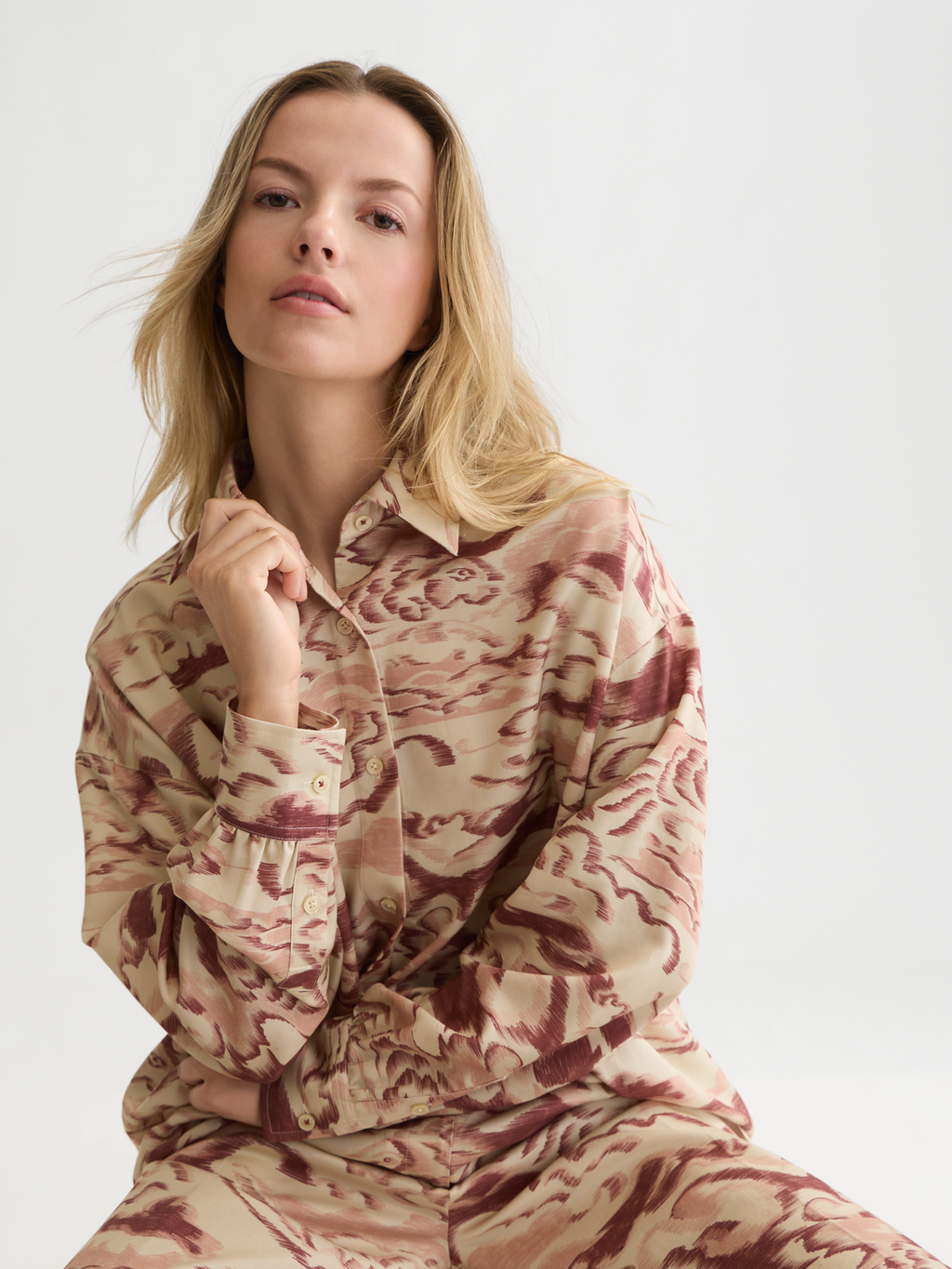 Printed Lyocell Oversized Shirt