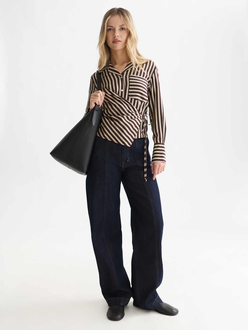 Striped wrap shirt