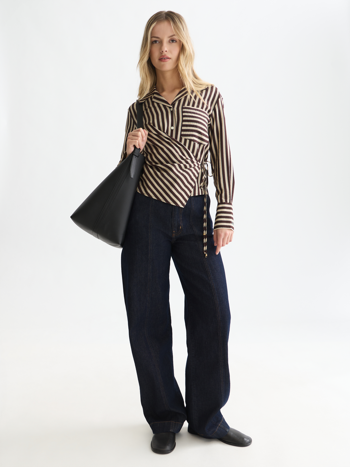 Striped wrap shirt