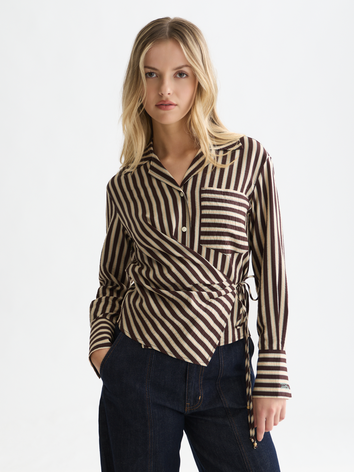 Striped wrap shirt