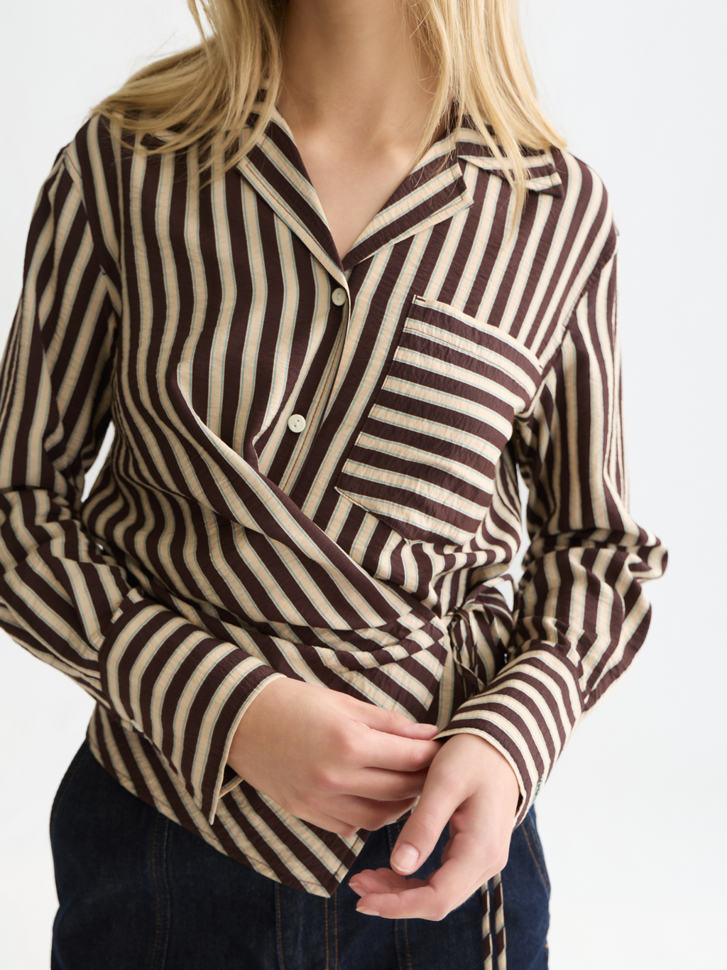 Striped wrap shirt
