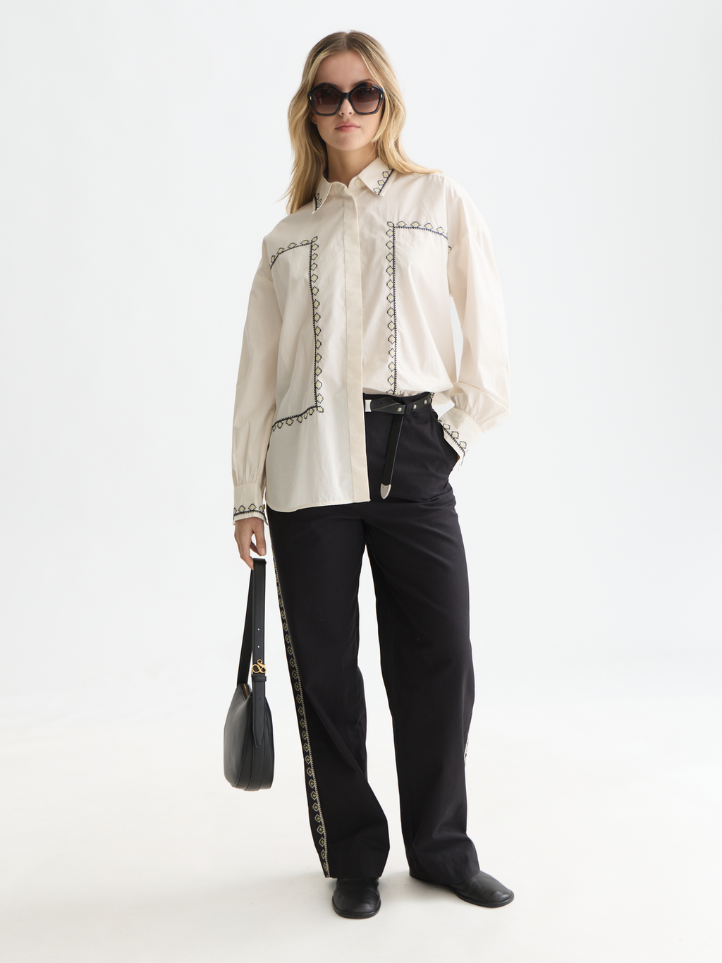 Embroidered oversized shirt