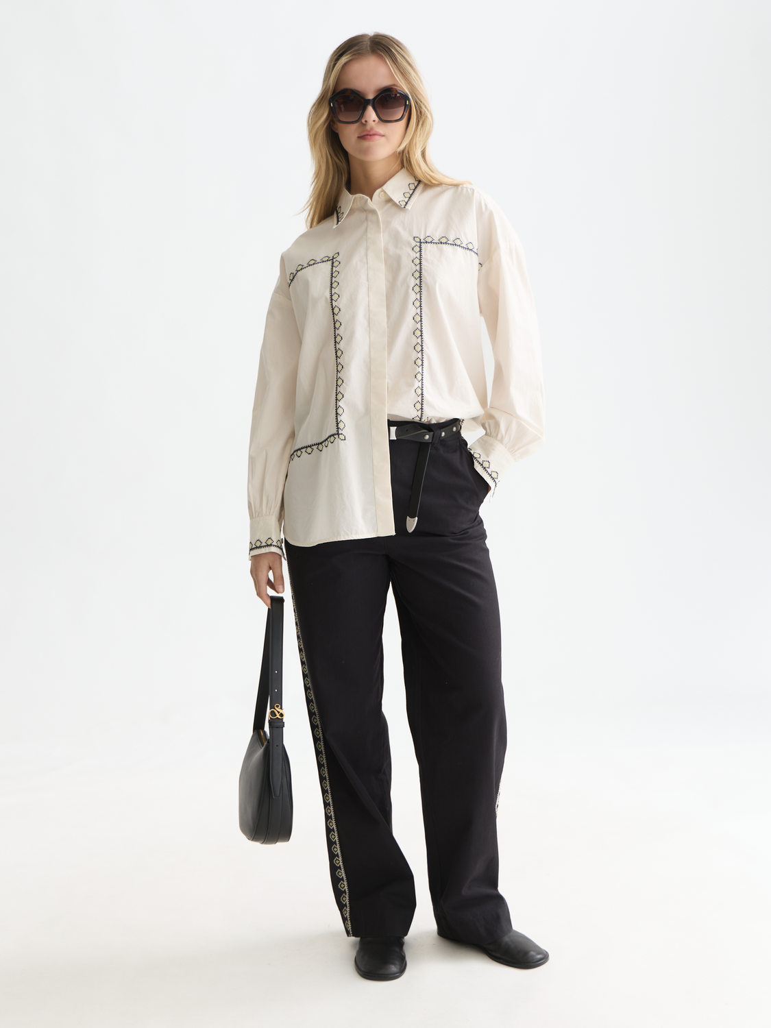 Embroidered oversized shirt