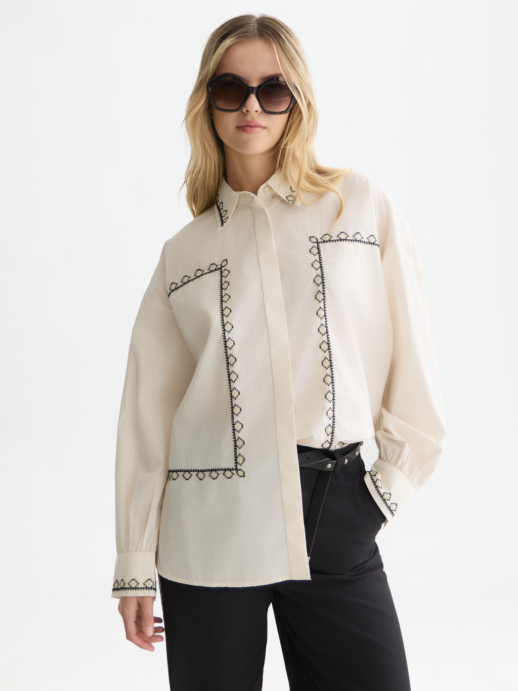 Embroidered oversized shirt
