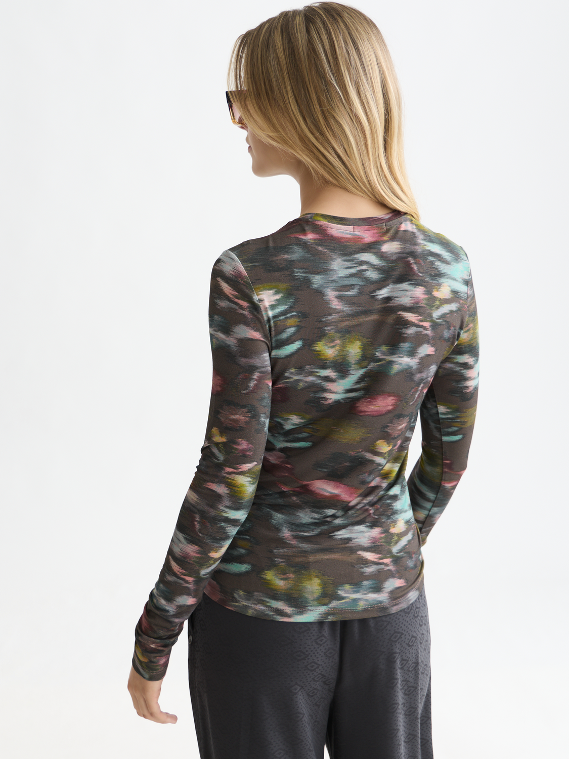 Printed long sleeve top