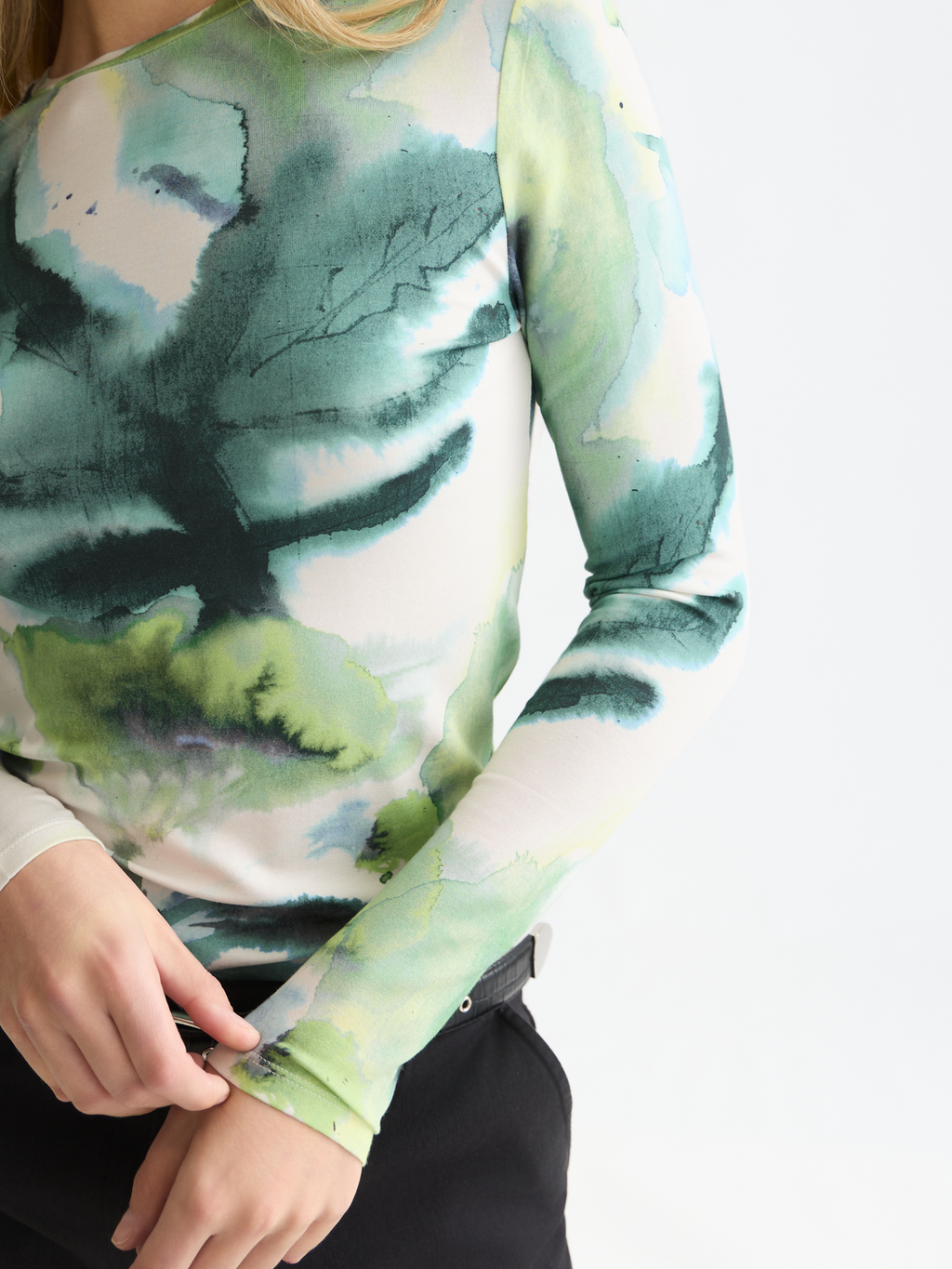 Printed long sleeve top