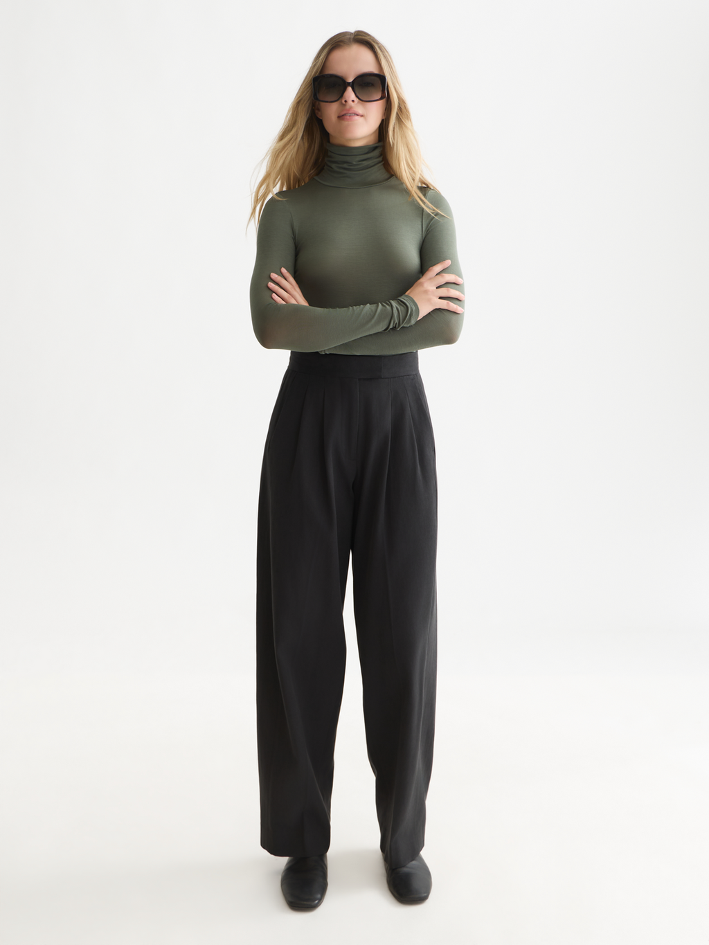 Essentials Roll Neck Stretch-Lyocell T-Shirt