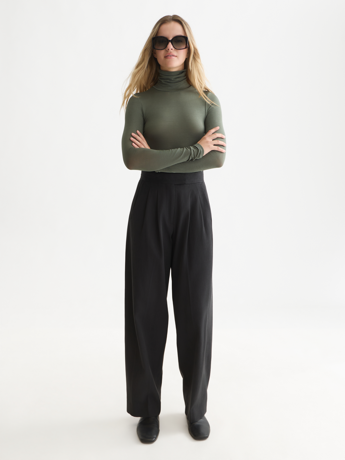 Essentials Roll Neck Stretch-Lyocell T-Shirt