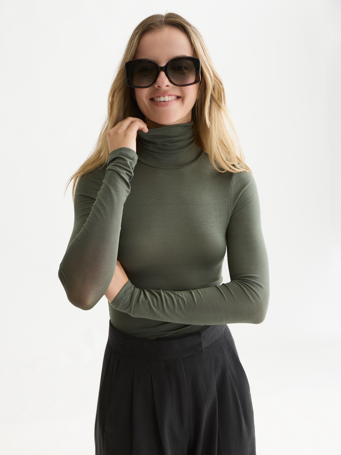 Essentials Roll Neck Stretch-Lyocell T-Shirt