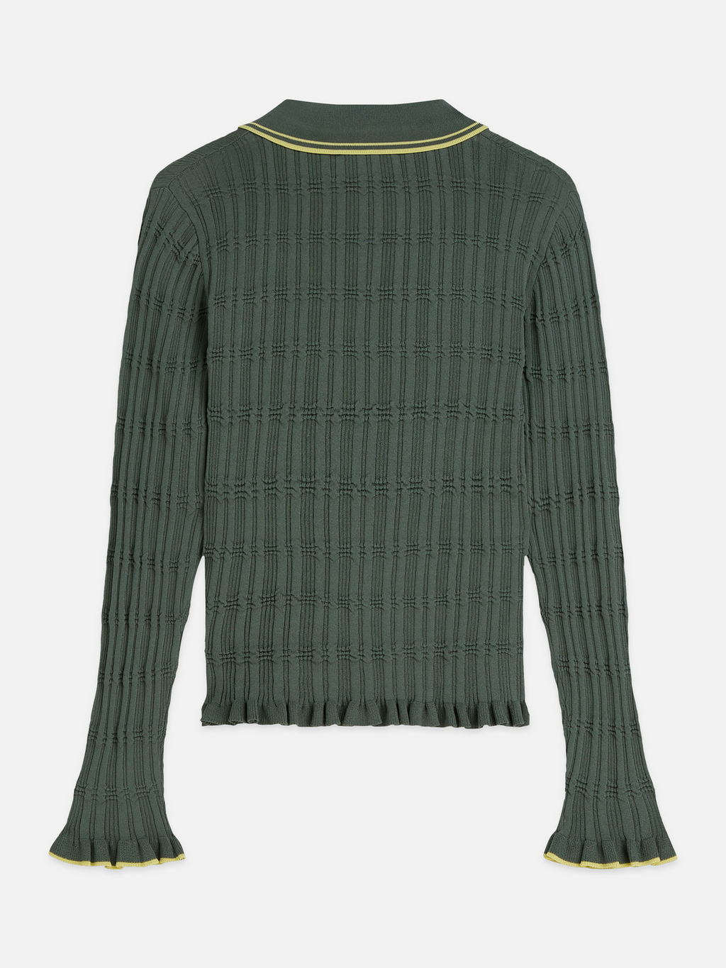 Ripple stitch long sleeve polo