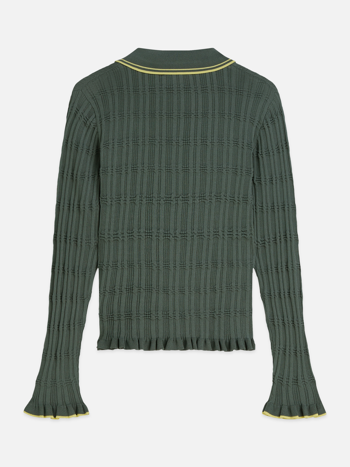Ripple stitch long sleeve polo