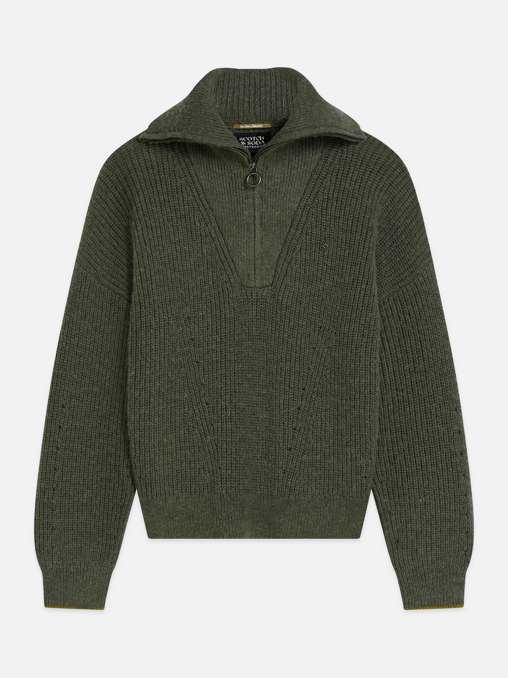 Half-Zip Cotton-Wool Blend Relaxed Pullover