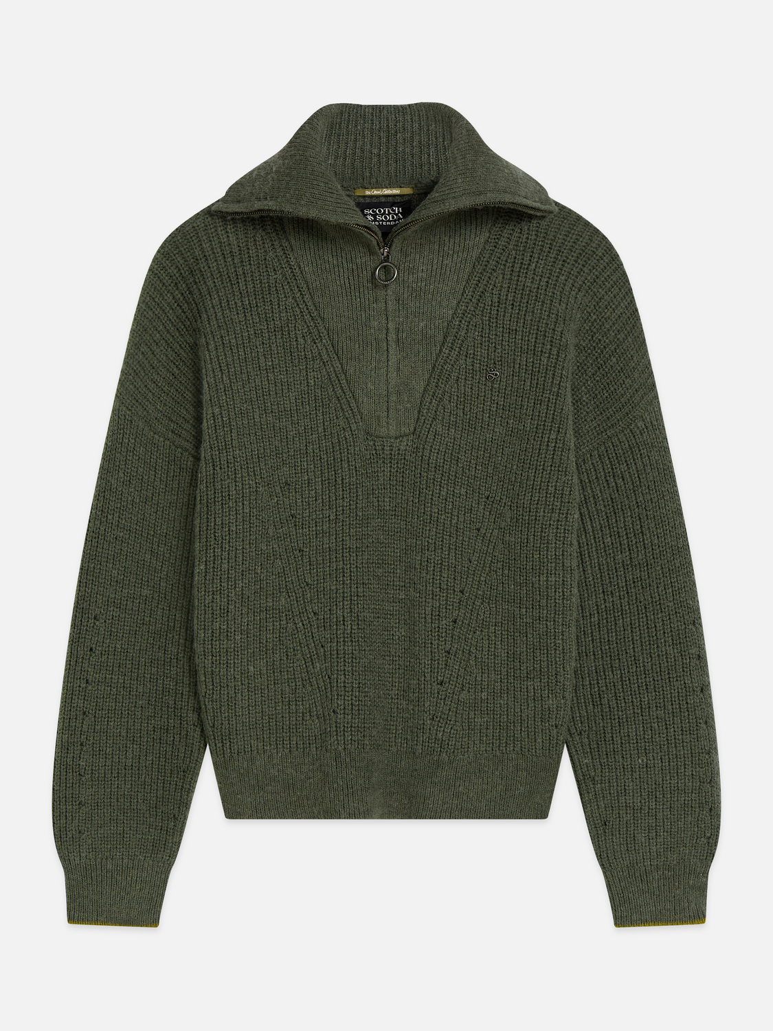 Half-Zip Cotton-Wool Blend Relaxed Pullover