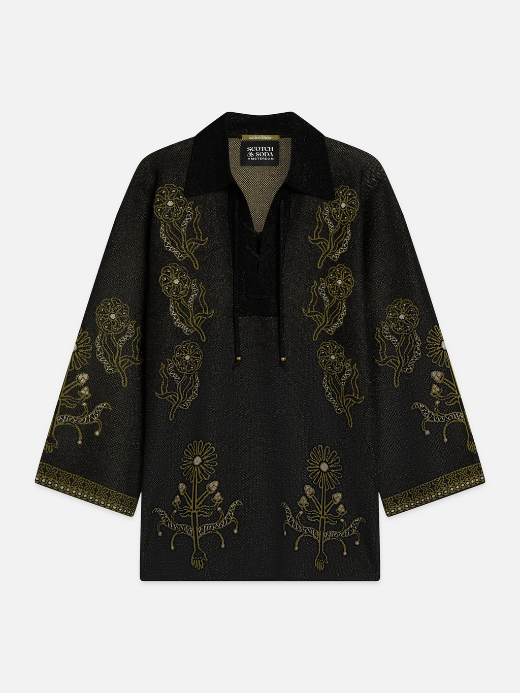 Jacquard Viscose-Blend Knit Relaxed Tunic
