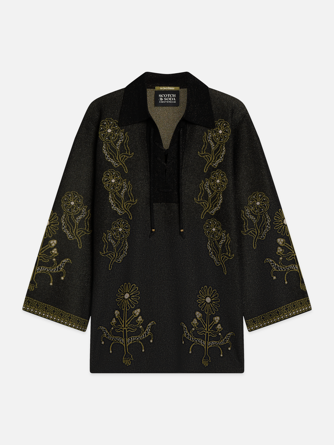 Jacquard Viscose-Blend Knit Relaxed Tunic