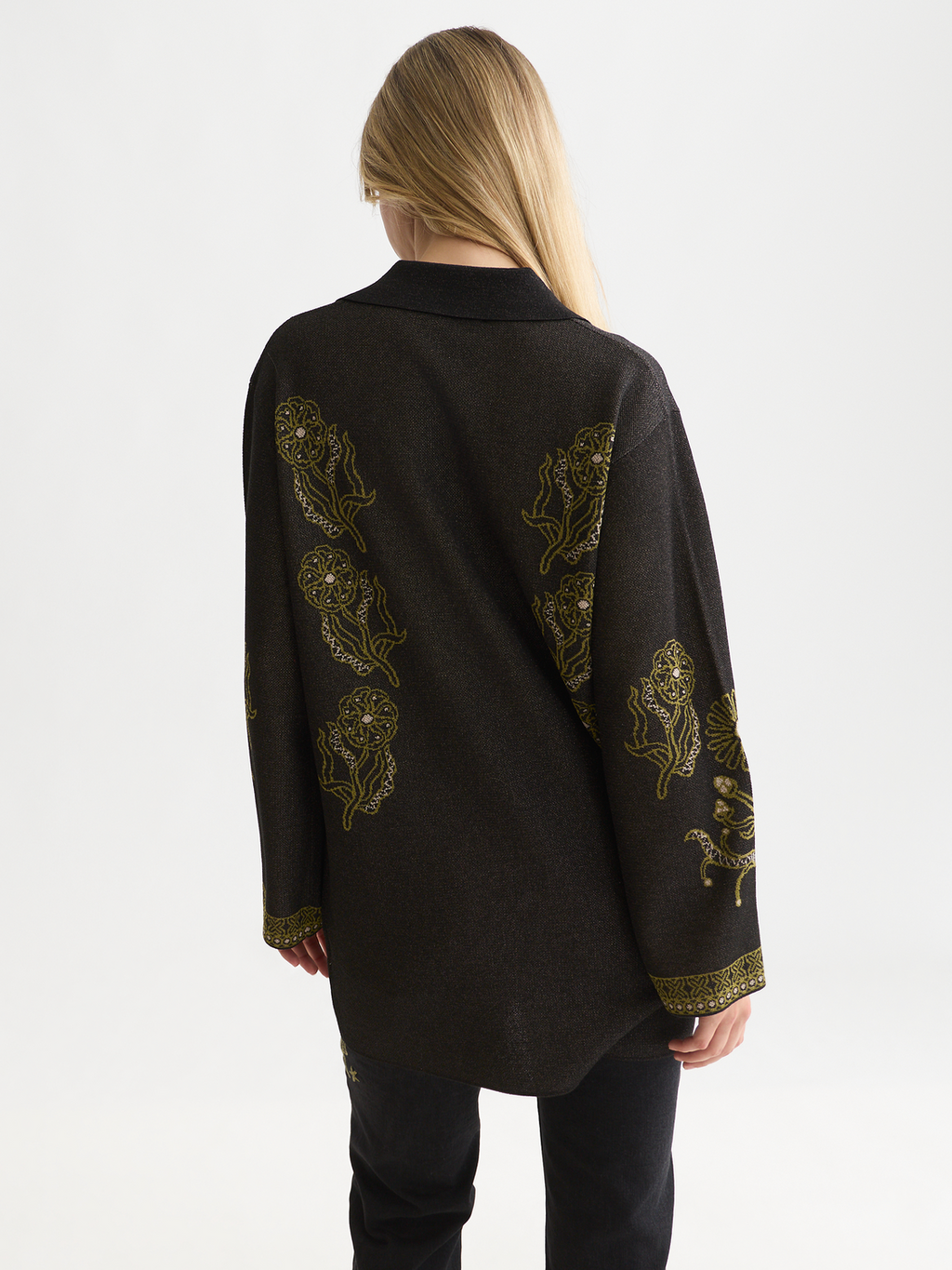 Jacquard Viscose-Blend Knit Relaxed Tunic