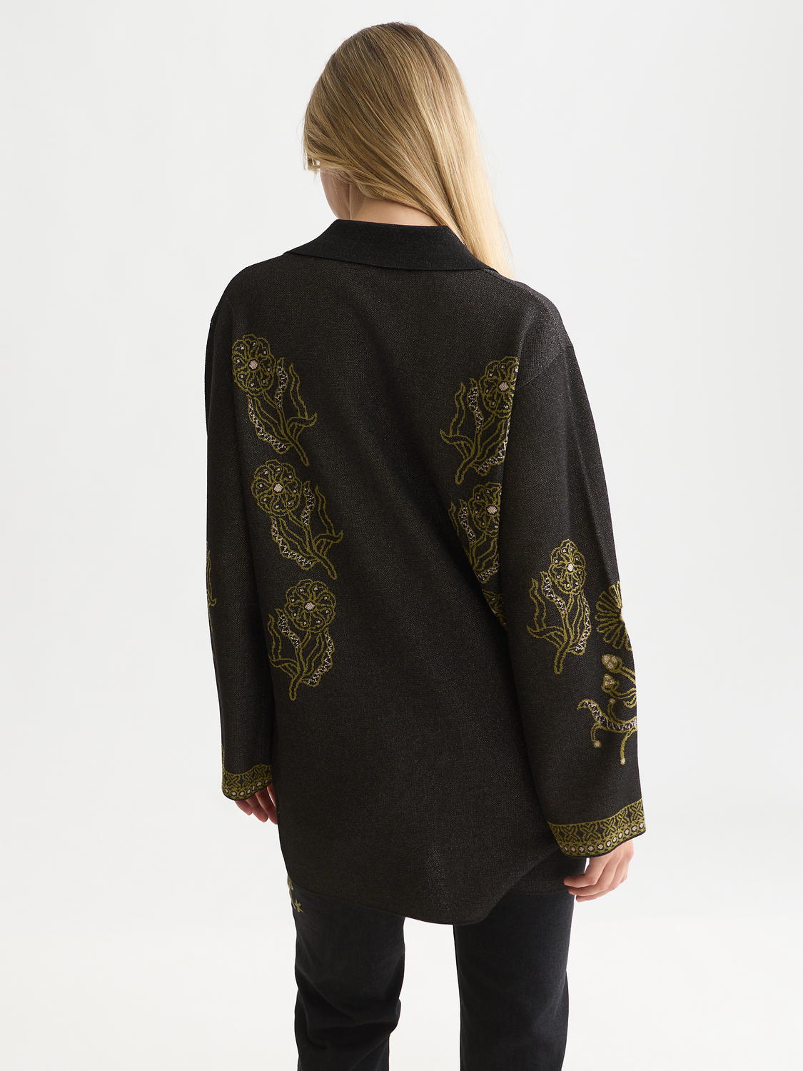 Jacquard Viscose-Blend Knit Relaxed Tunic