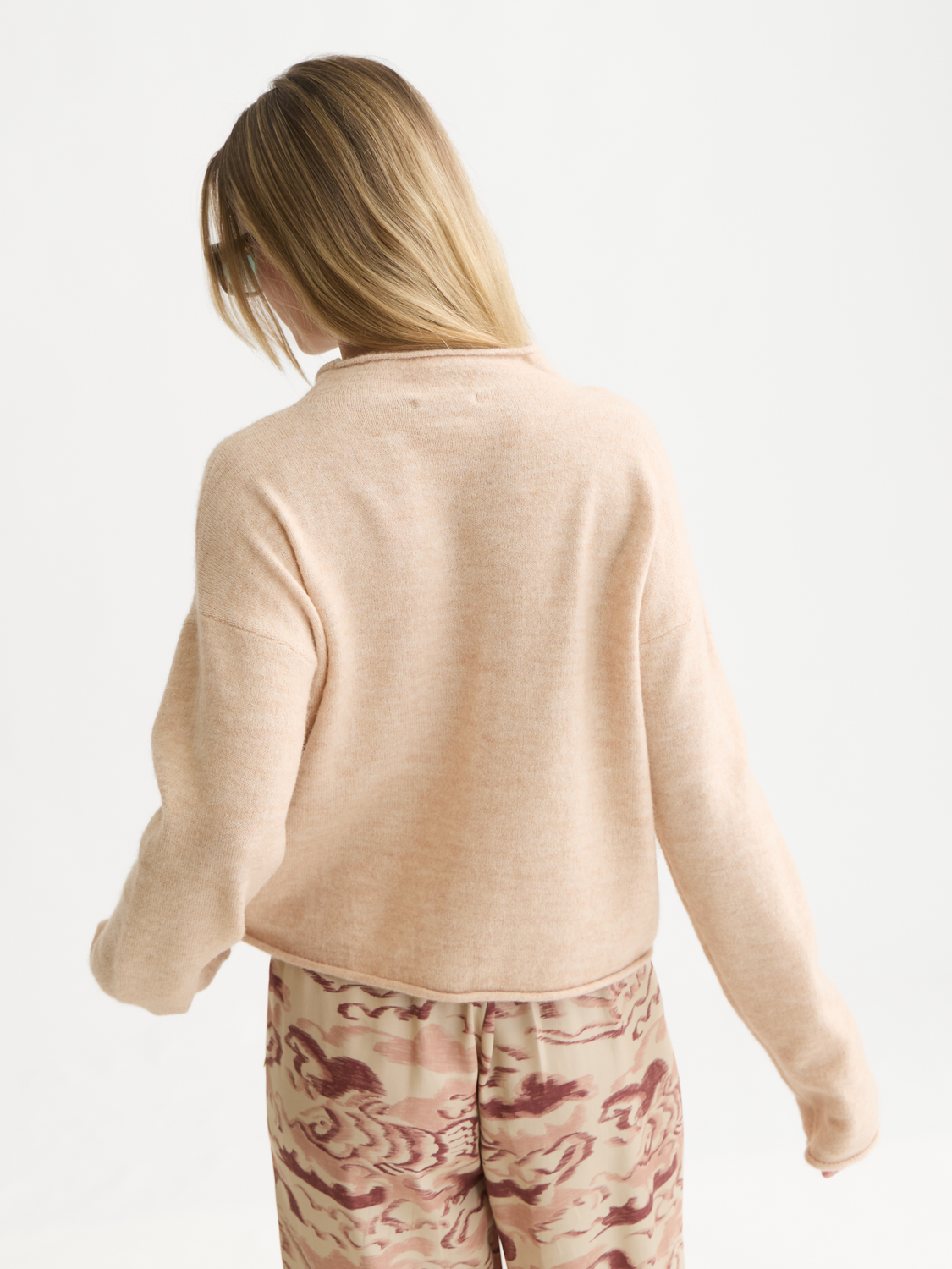 Fuzzy Wool-Alpaca Blend Relaxed Cardigan
