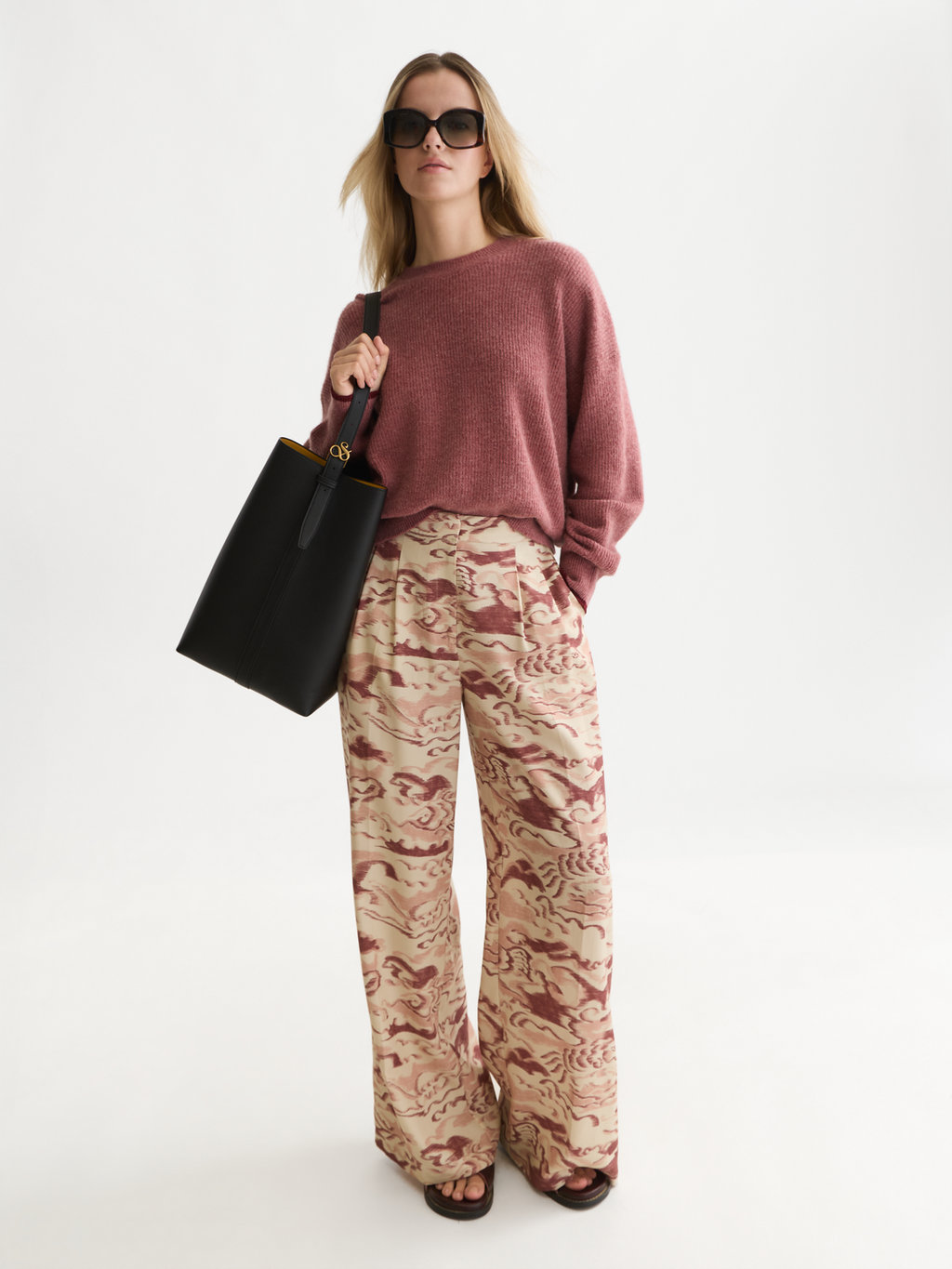 Fuzzy Wool-Alpaca Blend Relaxed Pullover