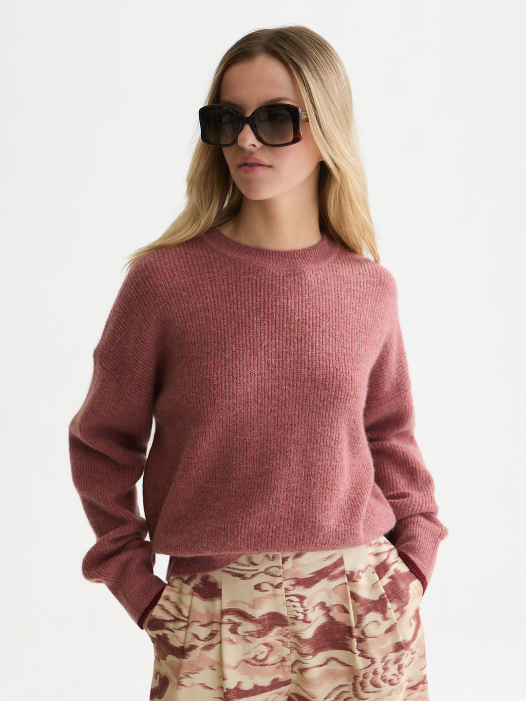 Fuzzy Wool-Alpaca Blend Relaxed Pullover