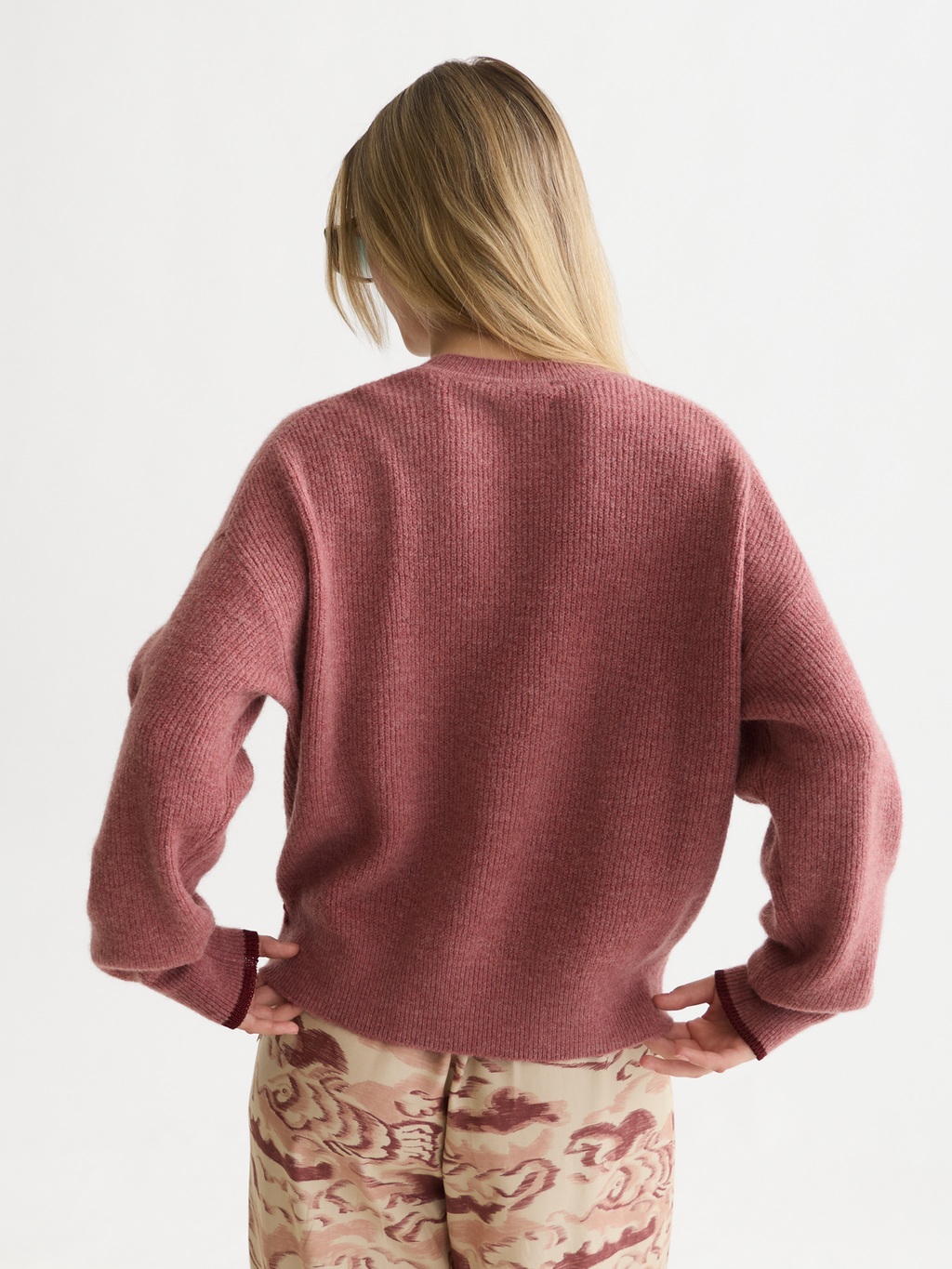 Fuzzy Wool-Alpaca Blend Relaxed Pullover