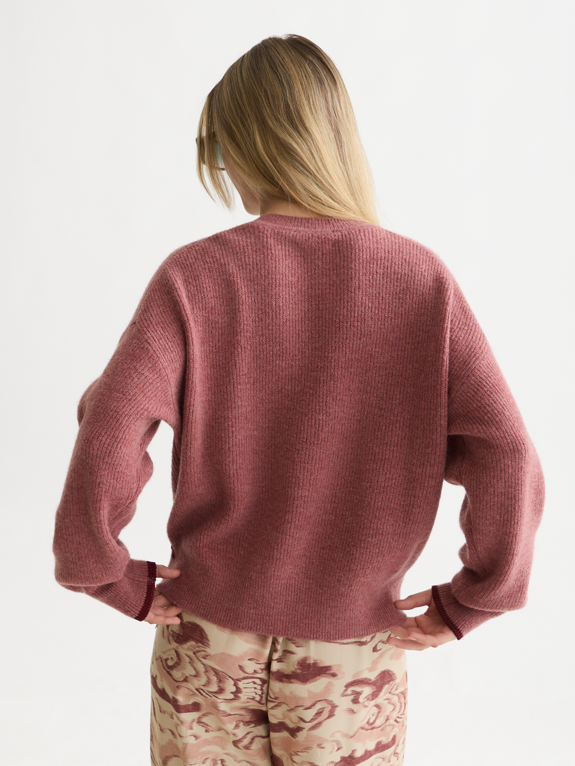 Fuzzy Wool-Alpaca Blend Relaxed Pullover