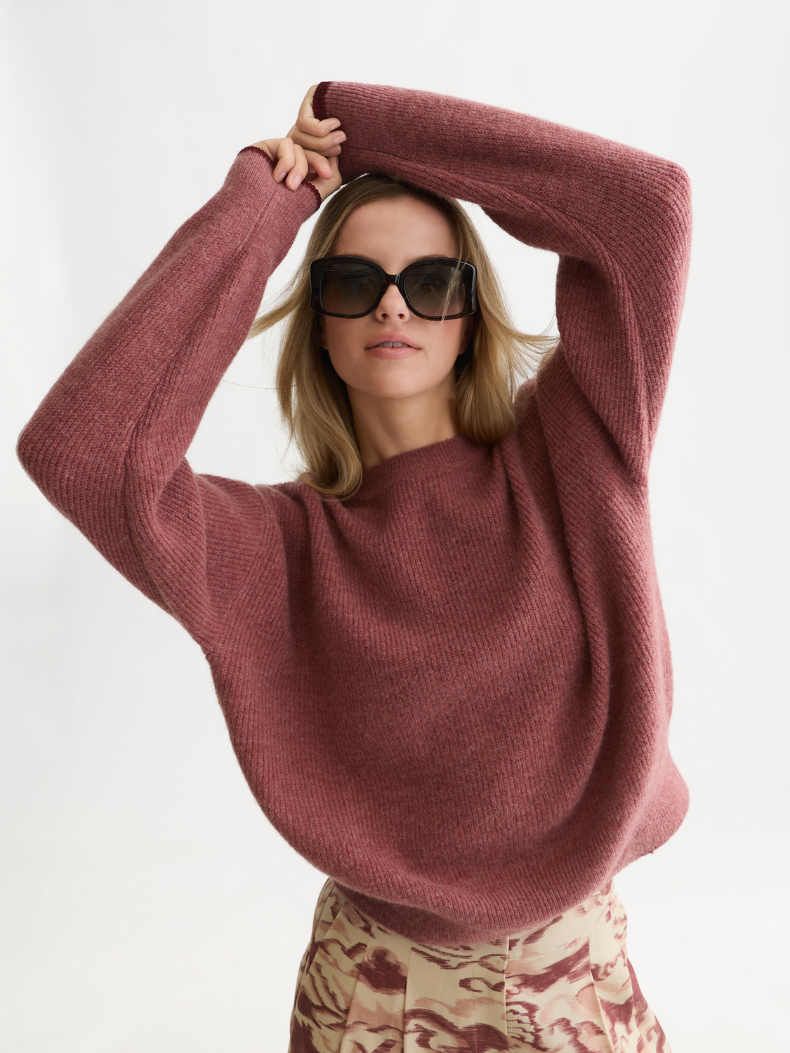 Fuzzy Wool-Alpaca Blend Relaxed Pullover