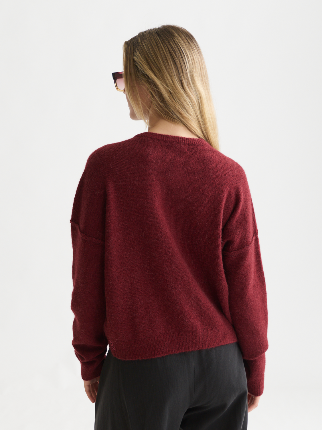 Fuzzy Wool-Alpaca Blend Relaxed Cardigan