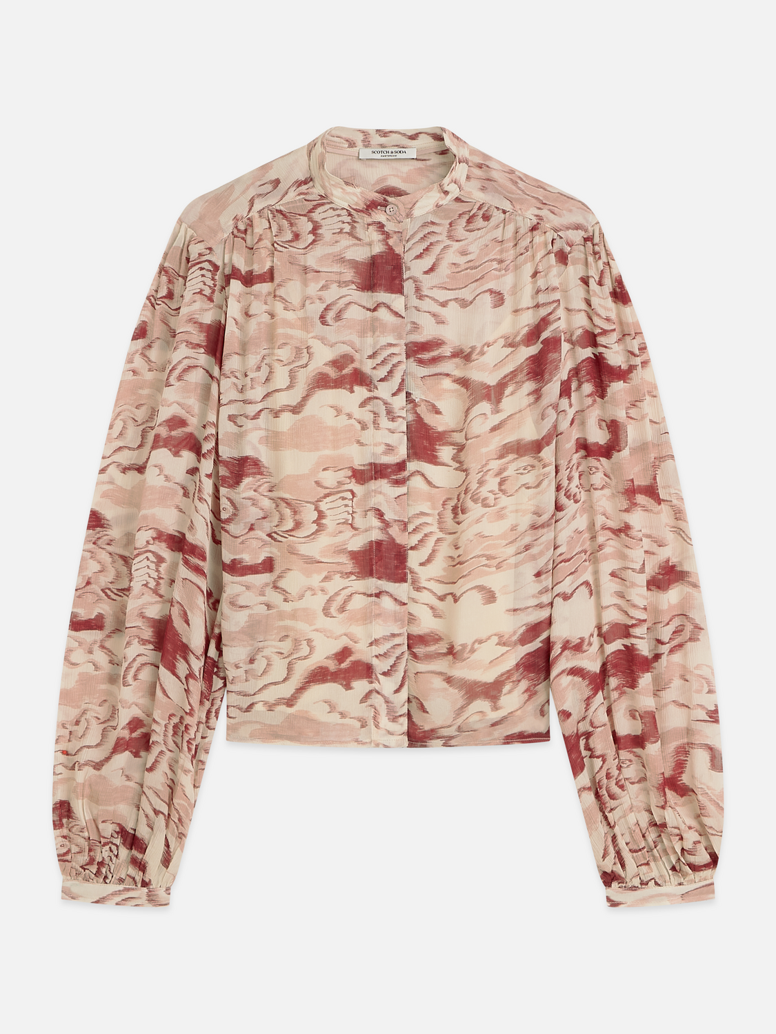 Printed Organza Gathered Blouse