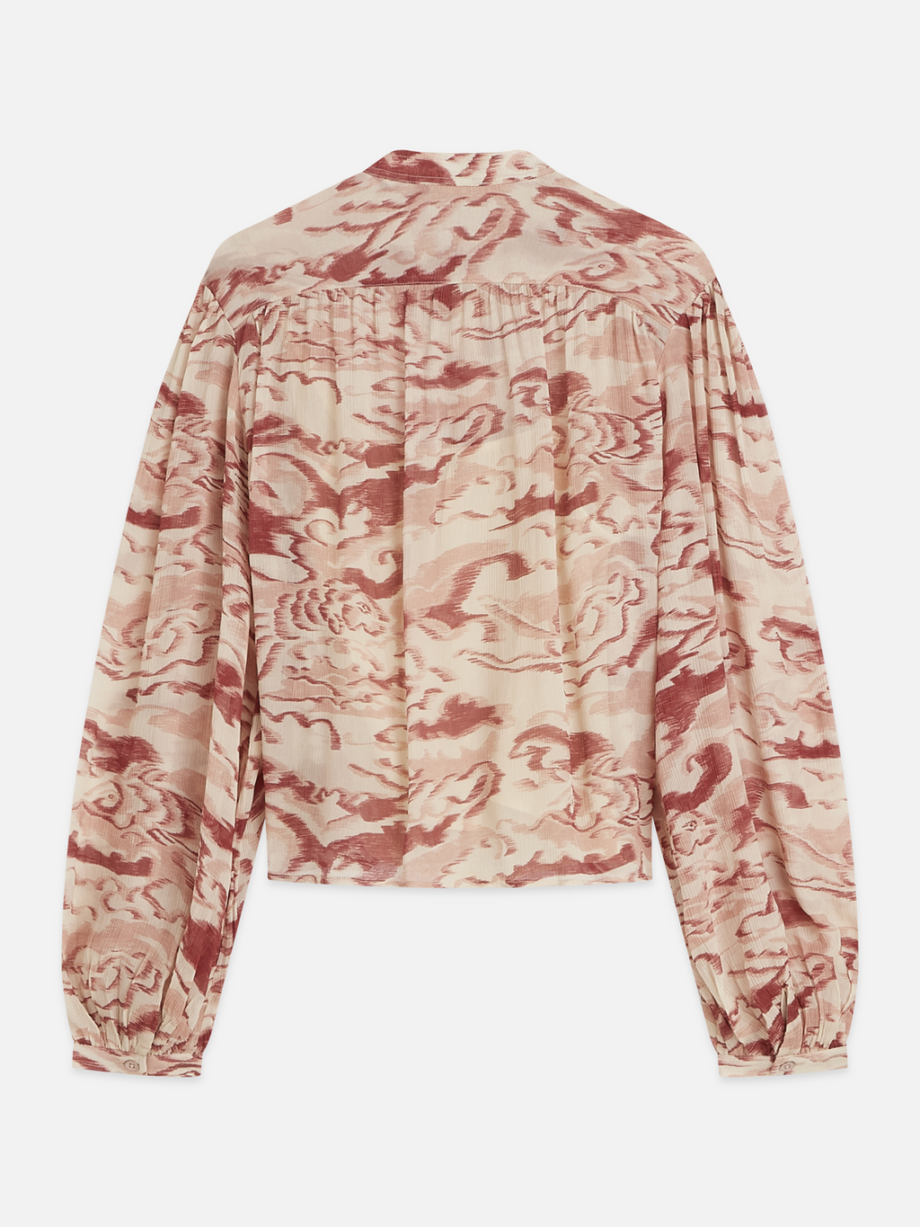 Printed Organza Gathered Blouse