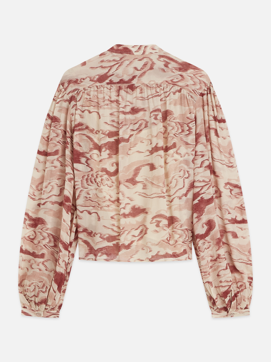 Printed Organza Gathered Blouse
