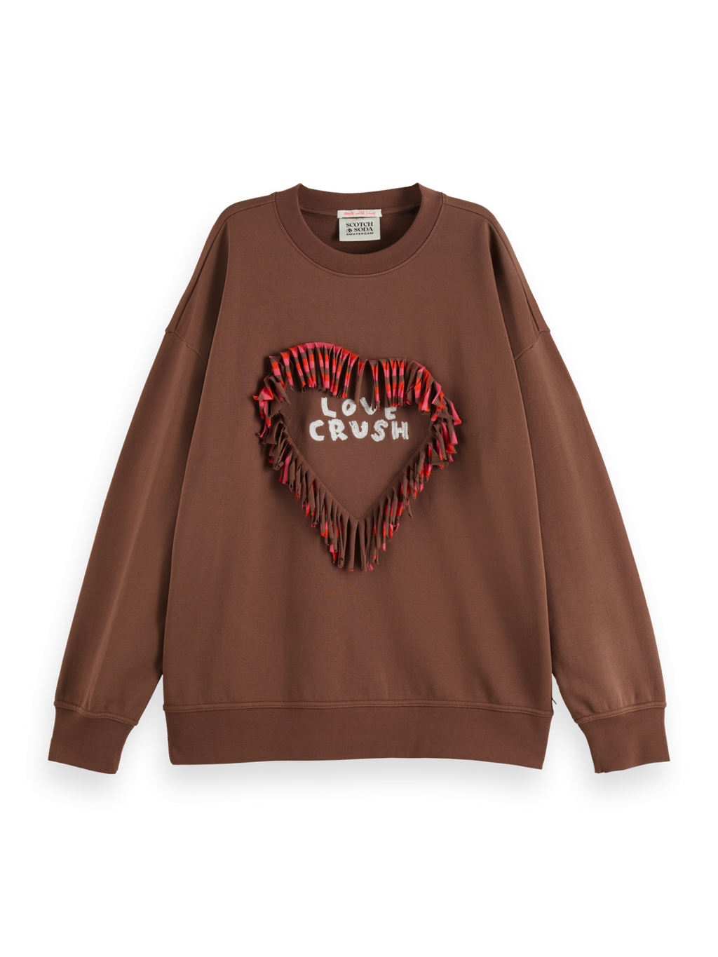 Fringed heart oversized fit sweatshirt