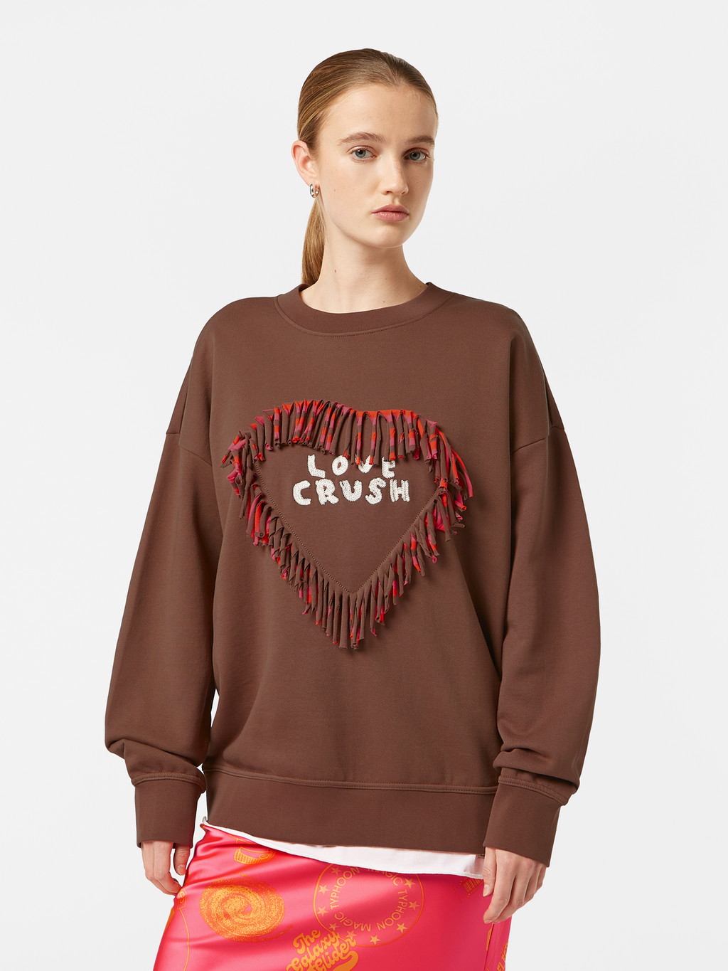 Fringed heart oversized fit sweatshirt