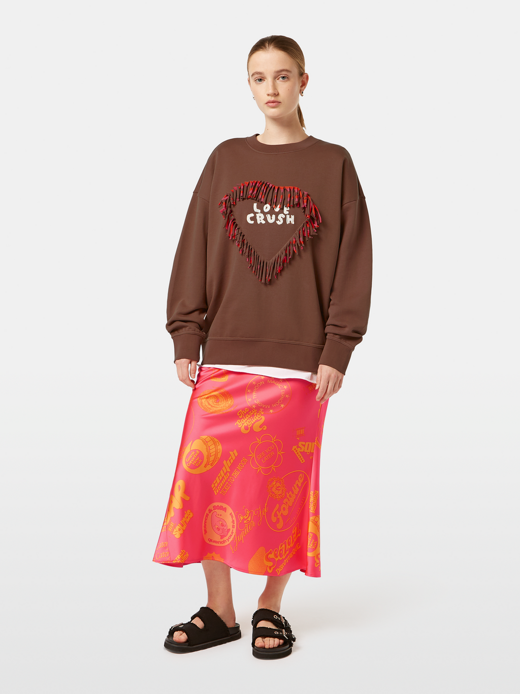 Fringed heart oversized fit sweatshirt