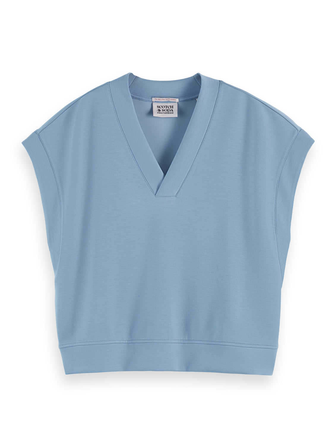 V-neck sleeveless modal sweatshirt