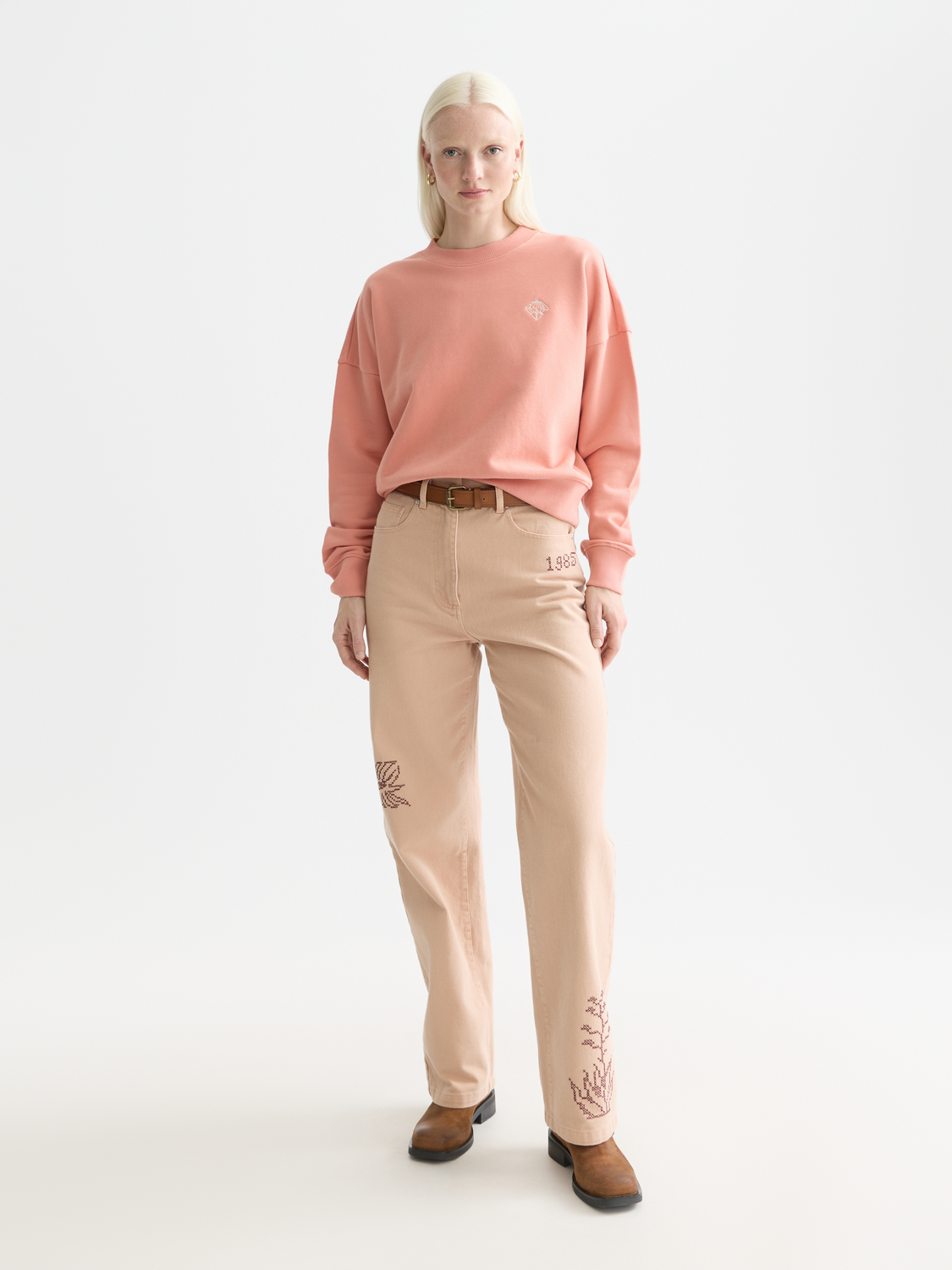 Embroidered logo relaxed sweatshirt - CANYON CLAY