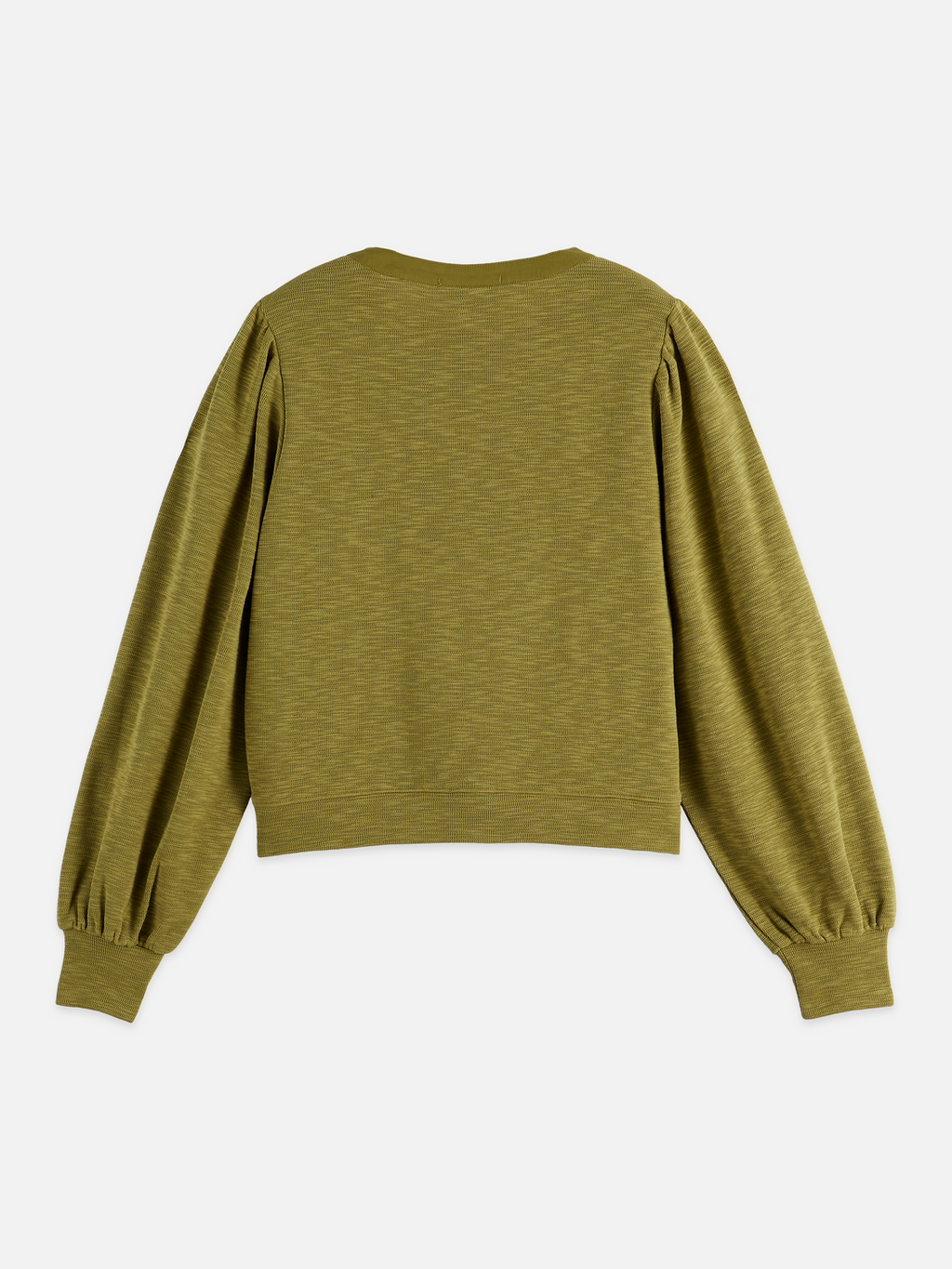 Open neck sweatshirt with woven front placket