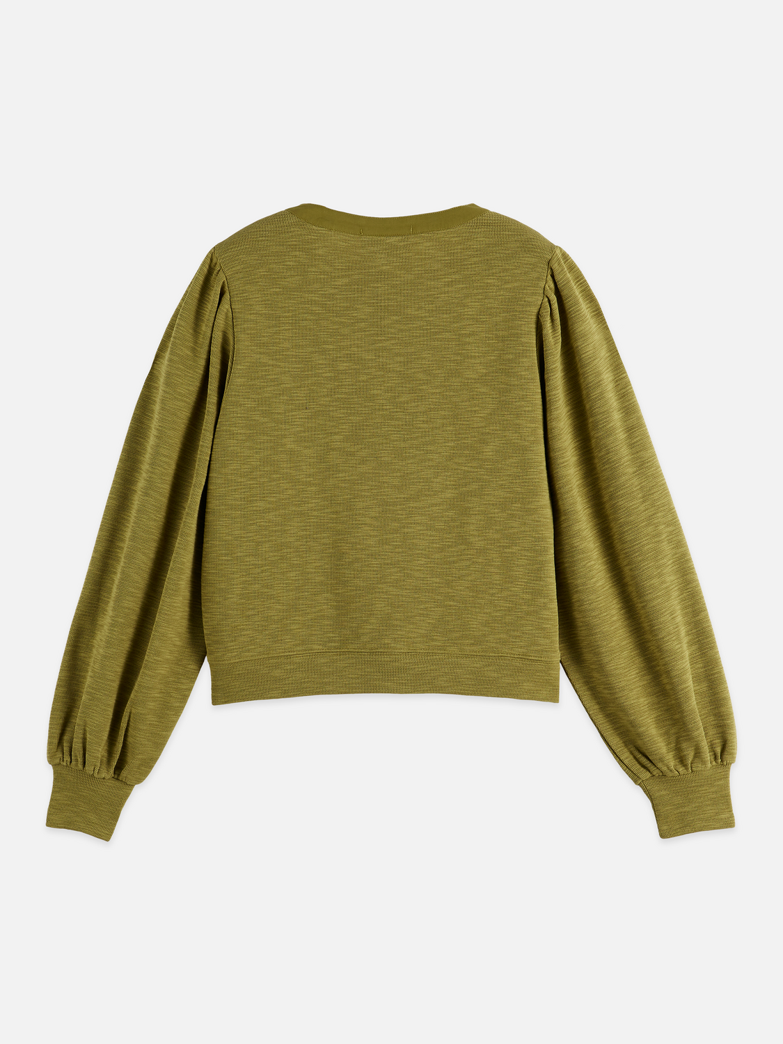 Open neck sweatshirt with woven front placket