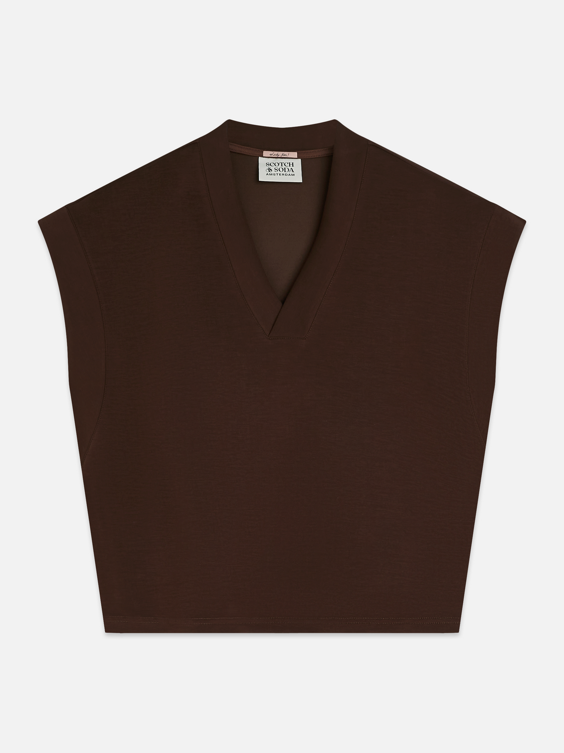 Tencel V-neck short sleeve sweatshirt