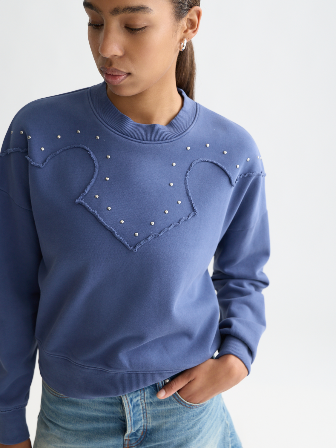 Studded western relaxed sweatshirt
