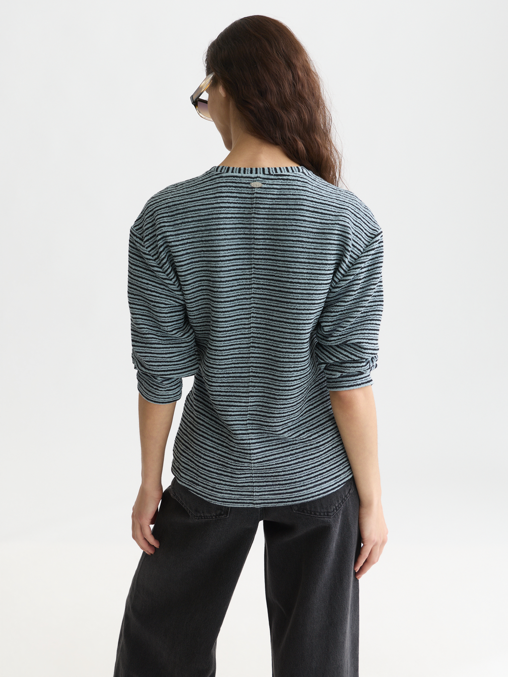 Stripe button down sweatshirt