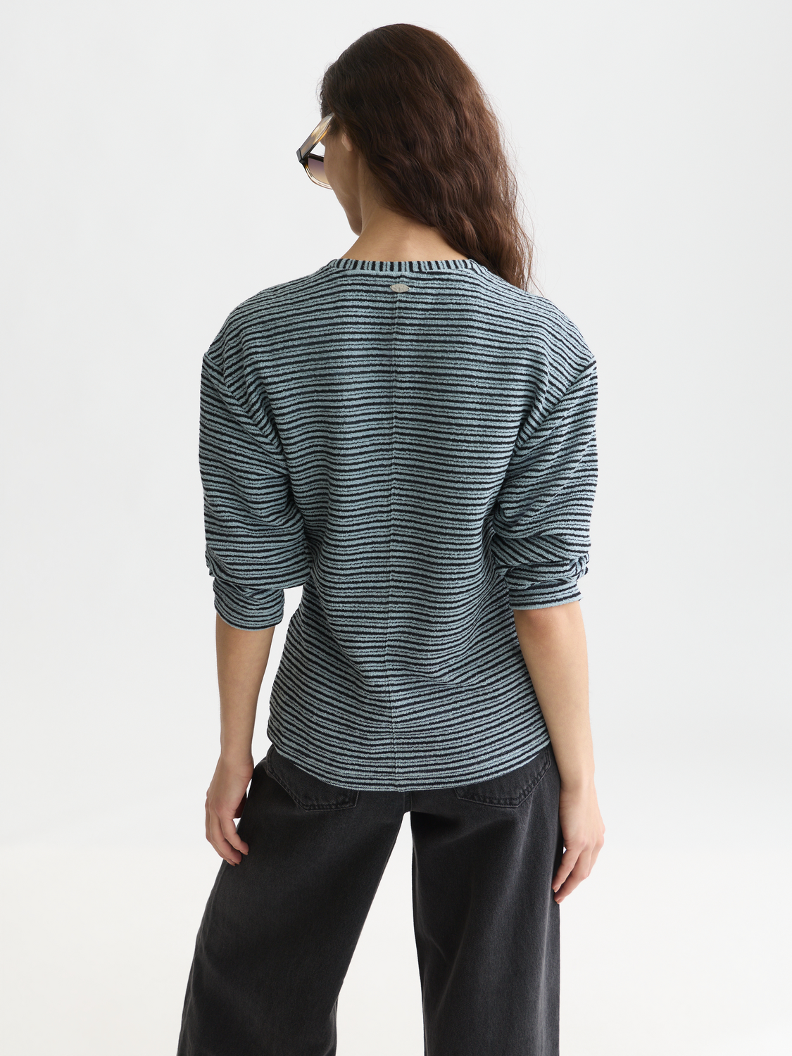 Stripe button down sweatshirt