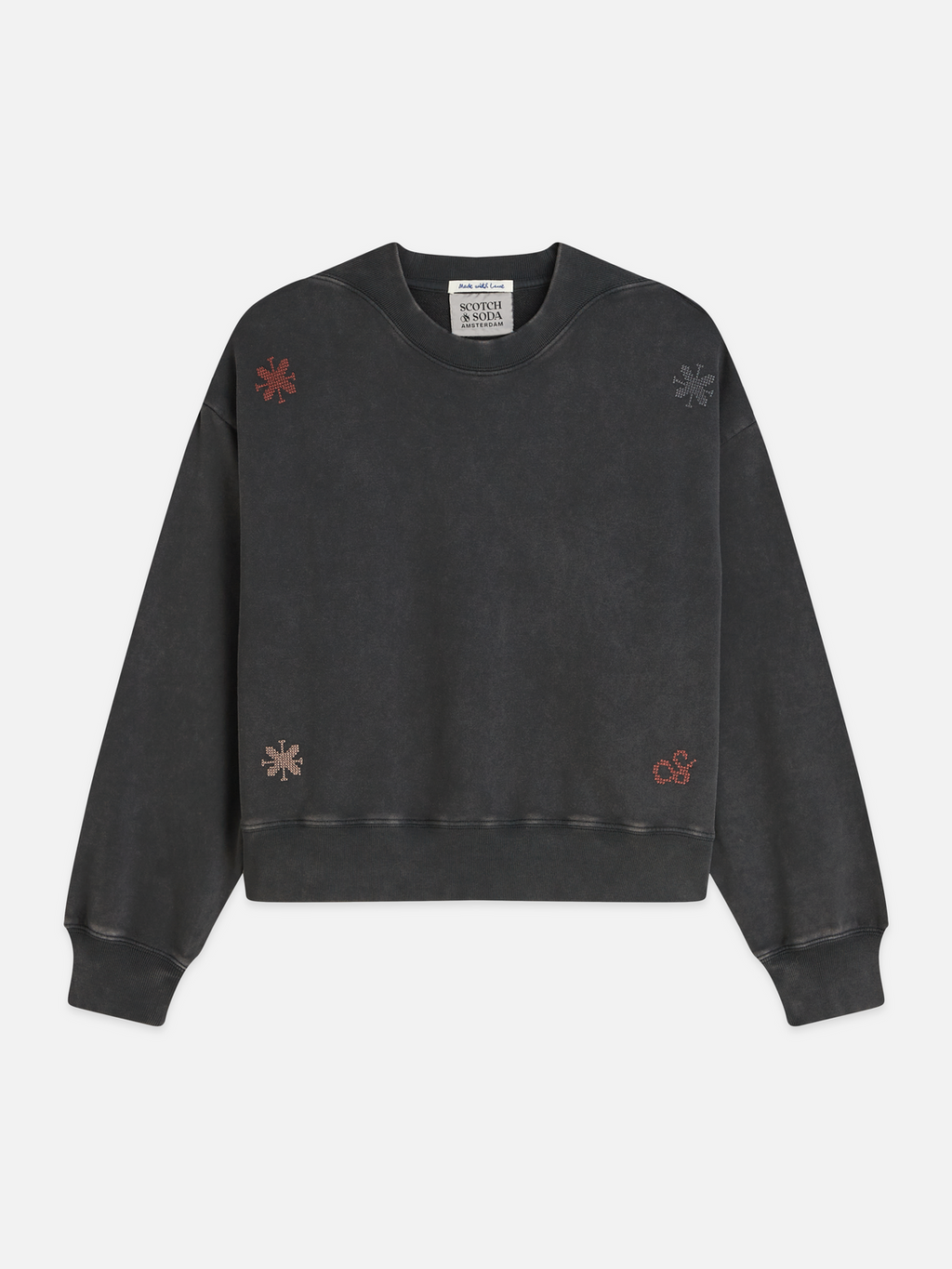 Washed sweatshirt with embroidery
