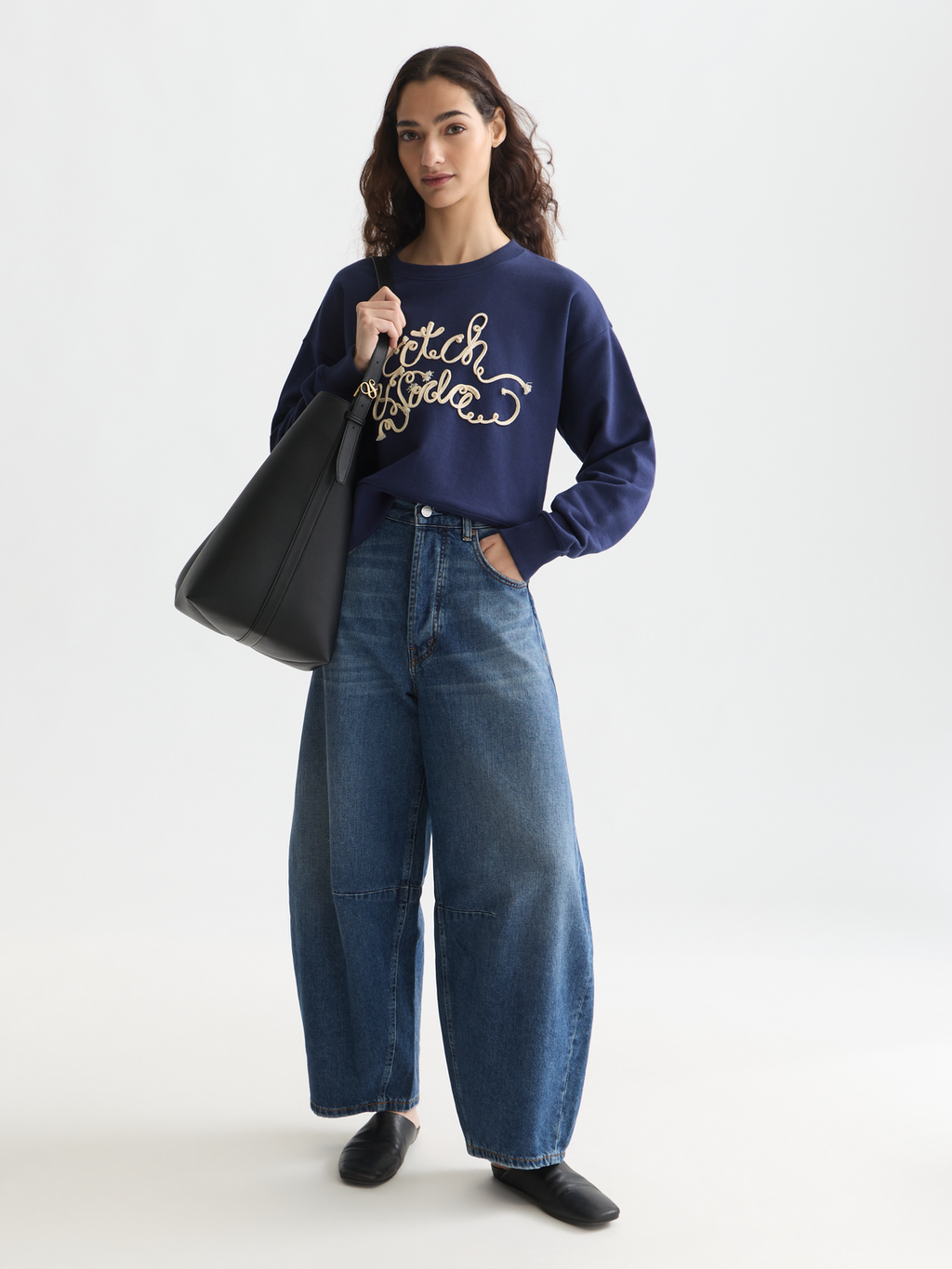 Ribbon embroidered loose sweatshirt